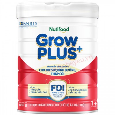 Sữa bột Nuti Grow Plus + Đỏ 1+ lon 850g cho trẻ từ 1-2 tuổi