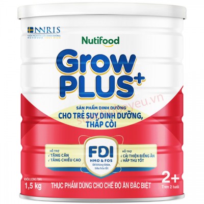 Sữa bột NutiFood Grow Plus + Đỏ 2+ lon 1.5kg cho trẻ trên 2 tuổi