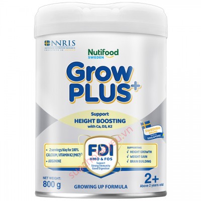 Sữa bột Nutifood Grow Plus+ Bạc số 2+ cho trẻ từ 2 tuổi lon 800g Sữa bột Nutifood Grow Plus+ Bạc số 2+ cho trẻ từ 2 tuổi lon 800g