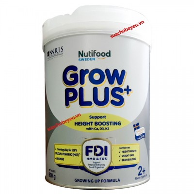 Sữa bột Nutifood Grow Plus+ Bạc số 2+ cho trẻ từ 2 tuổi lon 800g Sữa bột Nutifood Grow Plus+ Bạc số 2+ cho trẻ từ 2 tuổi lon 800g