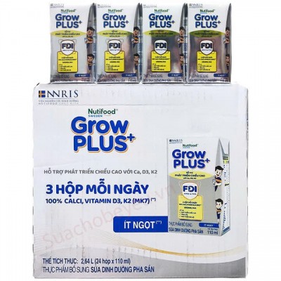 Sữa Nuti Grow Plus + Bạc hộp 110ml cho trẻ từ 1 tuổi