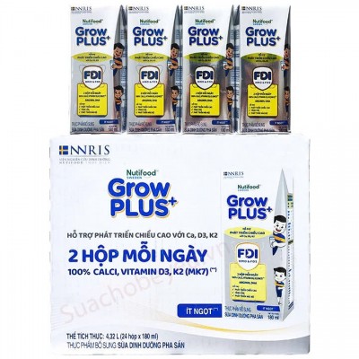 Sữa Nuti Grow Plus + Bạc hộp 180ml cho trẻ từ 1 tuổi