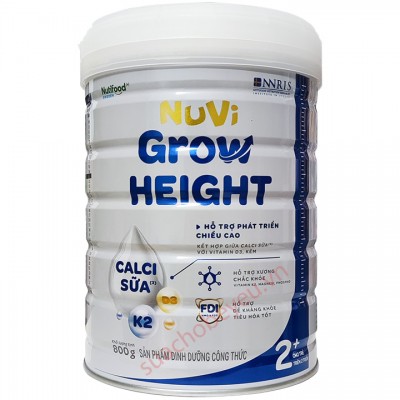 Sữa bột Nuvi Grow Height 2+ lon 800g tăng chiều cao cho trẻ trên 2 tuổi
