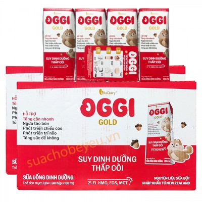 Combo 2 thùng sữa Oggi Gold 180ml cho trẻ suy dinh dưỡng thấp còi