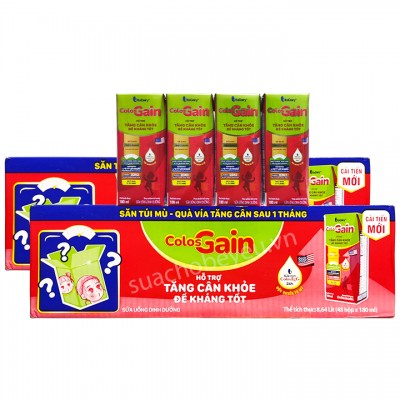 Combo 2 thùng Sữa Colos Gain hộp 180ml tăng cân nhanh cho trẻ từ 1 tuổi