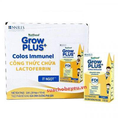 Sữa pha sẵn Nutifood Grow Plus+ Colos Immunel Lactoferrin hộp 110ml Sữa pha sẵn Nutifood Grow Plus+ Colos Immunel Lactoferrin hộp 110ml