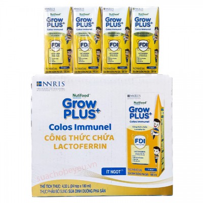 Sữa pha sẵn Nutifood Grow Plus+ Colos Immunel Lactoferrin hộp 180ml