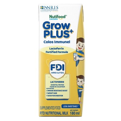Sữa pha sẵn Nutifood Grow Plus+ Colos Immunel Lactoferrin hộp 180ml