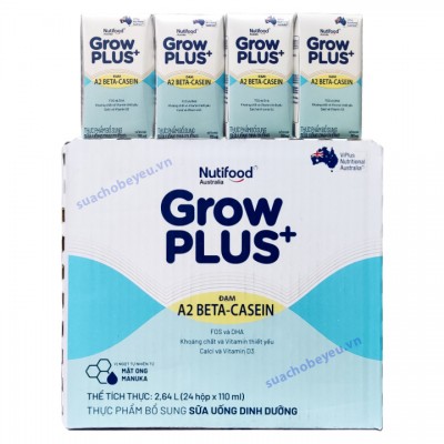 Sữa pha sẵn Nutifood Grow Plus+ đạm A2 hộp 110ml Sữa pha sẵn Nutifood Grow Plus+ đạm A2 hộp 110ml