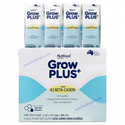 Sữa pha sẵn Nutifood Grow Plus+ đạm A2 hộp 180ml Sữa pha sẵn Nutifood Grow Plus+ đạm A2 hộp 180ml
