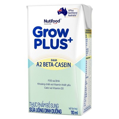 Sữa pha sẵn Nutifood Grow Plus+ đạm A2 hộp 110ml Sữa pha sẵn Nutifood Grow Plus+ đạm A2 hộp 110ml