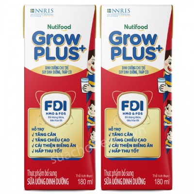 Combo 2 thùng sữa bột pha sẵn Nuti Grow Plus đỏ 180ml Combo 2 thùng sữa bột pha sẵn Nuti Grow Plus đỏ 180ml