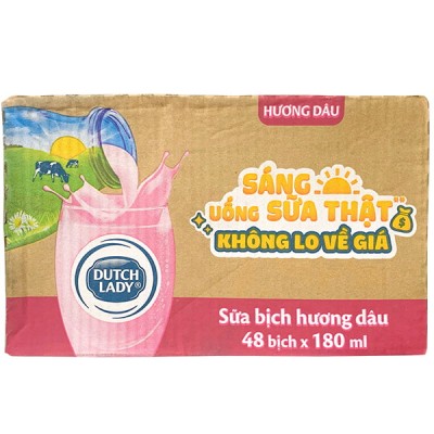 Sữa tiệt trùng Cô Gái Hà Lan vị dâu bịch 180ml