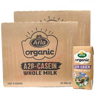 Combo 2 thùng Sữa tươi nguyên kem Arla Organic A2 hộp 200ml Combo 2 thùng Sữa tươi nguyên kem Arla Organic A2 hộp 200ml