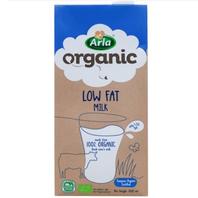Thùng Sữa tươi Ít béo Arla Organic hộp 1 Lít