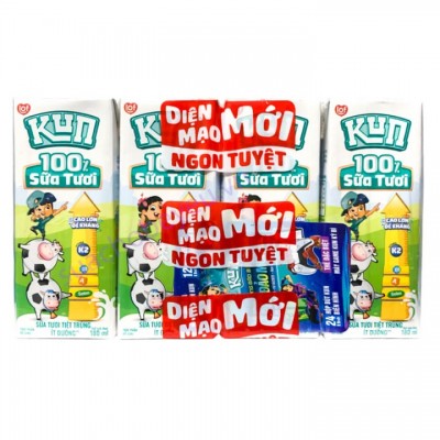 Combo 2 Thùng sữa dinh dưỡng KUN ít đường hộp 180ml Combo 2 Thùng sữa dinh dưỡng KUN ít đường hộp 180ml