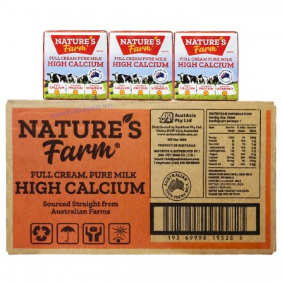 Thùng sữa tươi bổ sung canxi Nature's Farm Úc hộp 150ml Thùng sữa tươi bổ sung canxi Nature's Farm Úc hộp 150ml