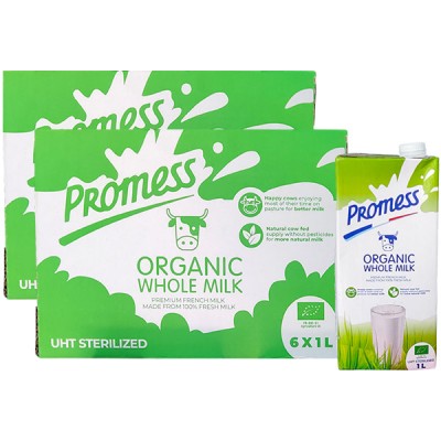 Combo 2 thùng Sữa tươi nguyên kem Promess Organic hộp 1 Lít