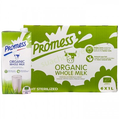 Sữa tươi nguyên kem Promess Organic Pháp hộp 1 Lít