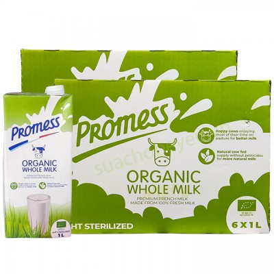 Combo 2 thùng Sữa tươi nguyên kem Promess Organic hộp 1 Lít