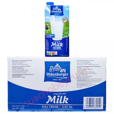 Combo 2 thùng sữa tươi Oldenburger nguyên kem hộp 1 Lít