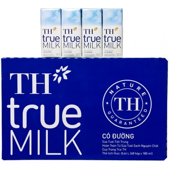Thùng sữa tươi TH True Milk có đường hộp 180ml
