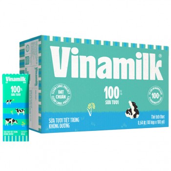 Sữa tiệt trùng Vinamilk không đường hộp 180ml