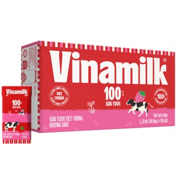 Sữa tươi Vinamilk tiệt trùng hương dâu, 110ml