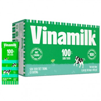 Sữa tươi tiệt trùng Vinamilk có đường hộp 180ml