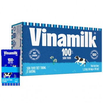 Sữa tươi tiệt trùng Vinamilk ít đường hộp 110ml