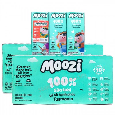 Thùng sữa tươi Moozi Úc có đường hộp 180ml