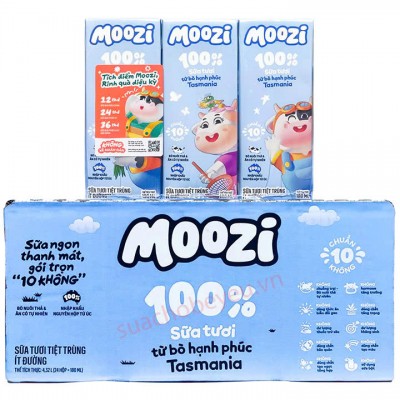Thùng sữa tươi Úc Moozi ít đường hộp 180ml