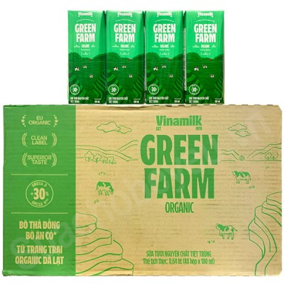 Sữa tươi hữu cơ Vinamilk Green Farm Organic hộp 180ml