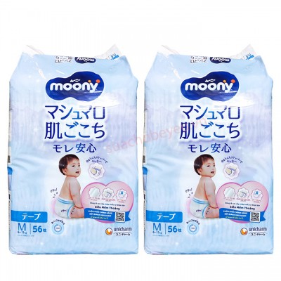 Combo 2 bịch Tã Dán Moony size M 56 miếng Combo 2 bịch Tã Dán Moony size M 56 miếng