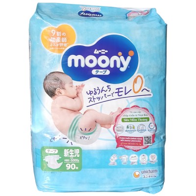 Tã Dán sơ sinh Moony Newborn 90 miếng, dưới 5kg