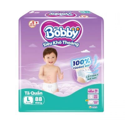 Tã quần Bobby size L 88 miếng, cho trẻ 9-14kg