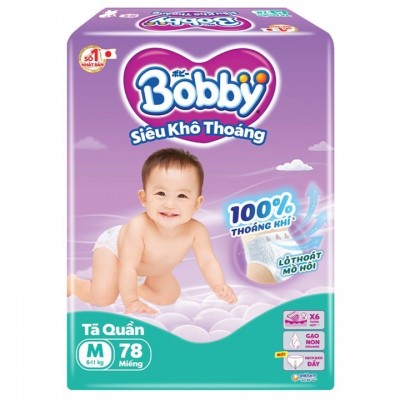 Tã quần Bobby size M 78 miếng cho trẻ 6-11kg