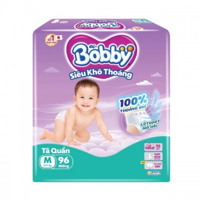 Tã quần Bobby size M 96 miếng cho trẻ 6-11kg
