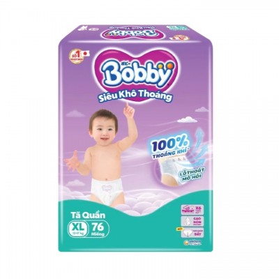 Tã quần Bobby size XL 76 miếng, cho trẻ 12-17kg