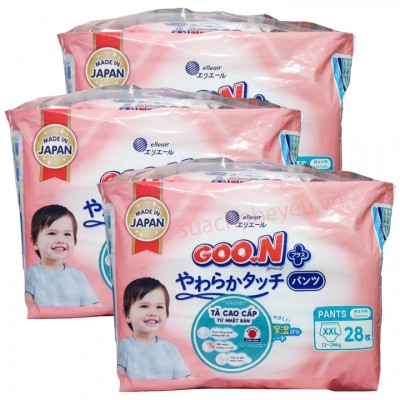 Combo 3 Tã Quần Goon Premium Soft size XXL 28 miếng cho trẻ 13-28kg