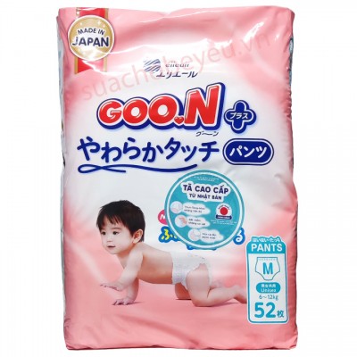 Tã Quần nội địa Nhật Goon Plus size M 52 miếng cho trẻ 6-12kg