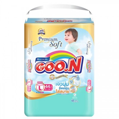 Comnbo 2 bịch tã Quần Goon Premium Soft  Size L 44 miếng