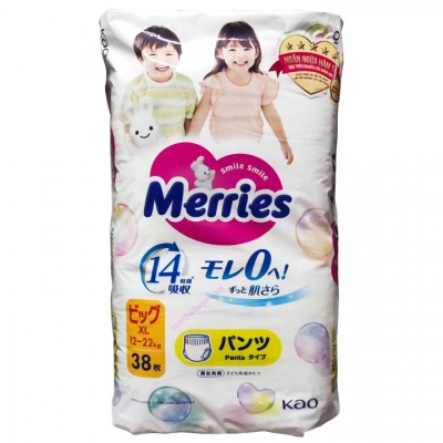 Tã Quần Merries nhập khẩu size XL 38, 12-22kg Tã Quần Merries nhập khẩu size XL 38, 12-22kg