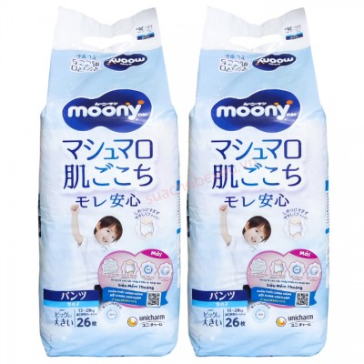 Combo 2 bịch Tã Quần Moony Bé Trai size XXL 26 miếng cho bé 13-28kg Combo 2 bịch Tã Quần Moony Bé Trai size XXL 26 miếng cho bé 13-28kg