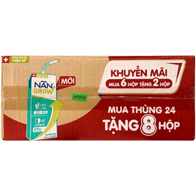 Thùng sữa bột pha sẵn Nan Grow hộp 180ml