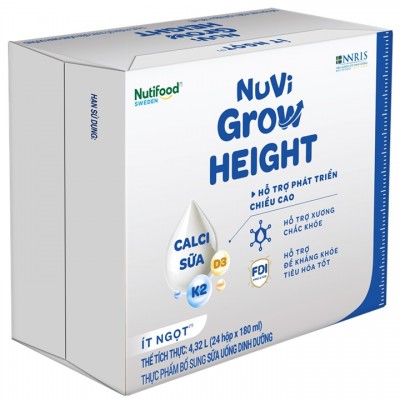 Thùng sữa bột pha sẵn Nuvi Grow  Height 180ml cho trẻ từ 1 tuổi