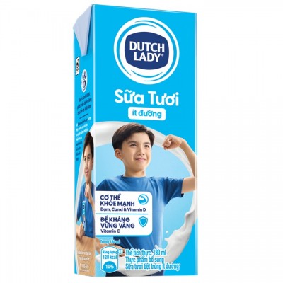 Sữa tươi Cô Gái Hà Lan Ít đường hộp 180ml