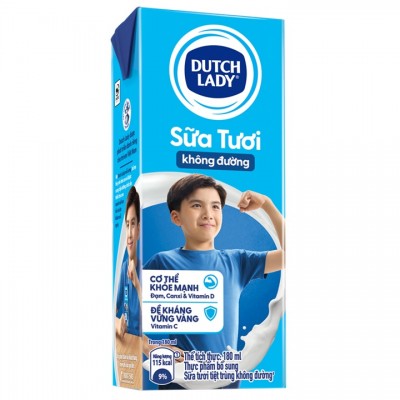 Sữa tươi Cô Gái Hà Lan không đường hộp 180ml