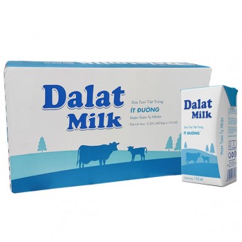 Thùng Sữa Tươi tiệt trùng Dalatmilk Ít  Đường Hộp 110ml