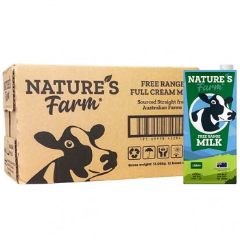 Thùng sữa tươi nguyên kem Nature's Farm Úc hộp 1 lít